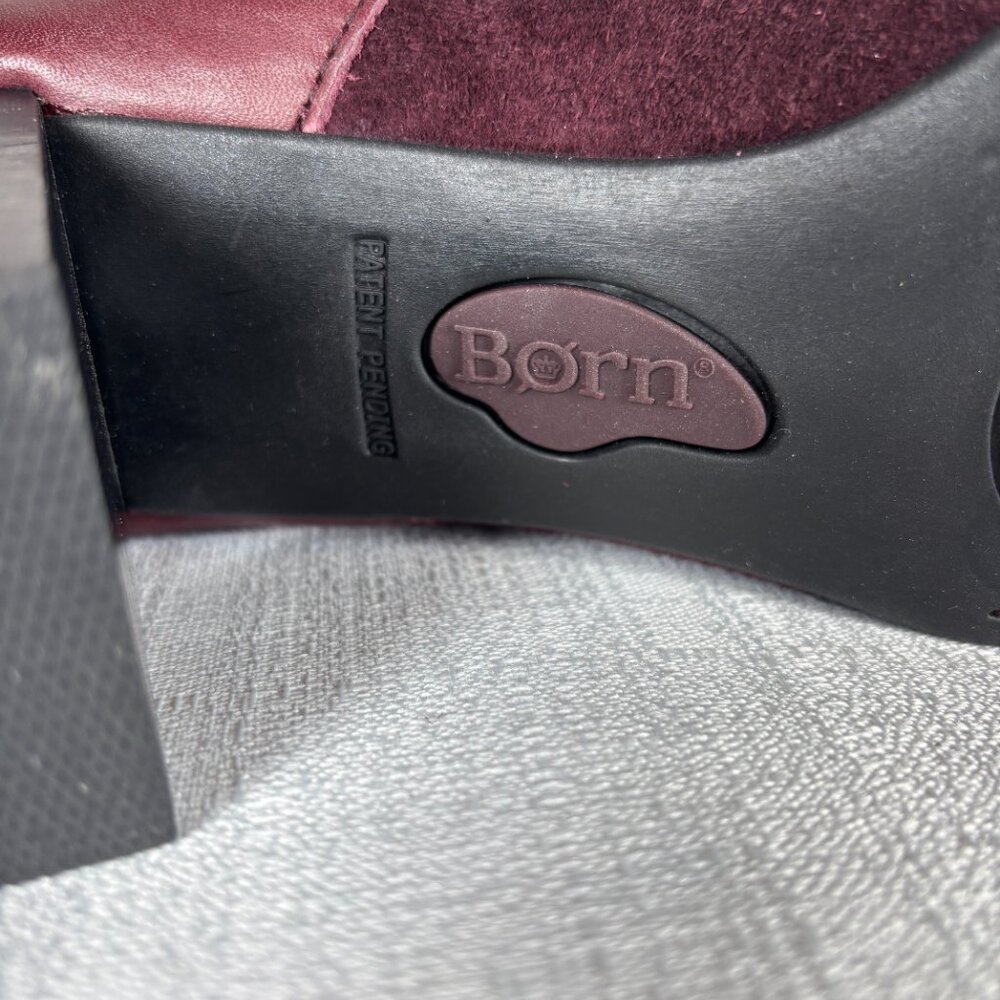 Born Women's 8M Burgundy Leather Mary Janes Pumps Heels - Picture 9 of 9